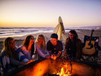 Friends having fun at San Diego beach