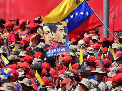 Supporters of Venezuelan President Nicolas Maduro gather to mark the 20th anniversary of t