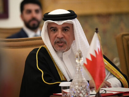 Bahrain's Crown Prince and Prime Minister Salman bin Hamad Al Khalifa speaks during a roun