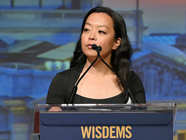 Governor candidate Francesca Hong speaks on stage during Wisconsin Democrats 2026 Conventi