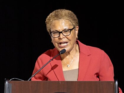 LOS ANGELES, CA - July 9, 2026: Los Angeles Mayor Karen Bass delivers a speech at Stevenso