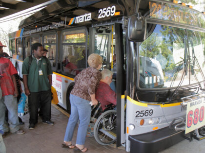 A wheelchair boarding a bus at Avondale Station. Jeffrey Greenberg/Universal Images Group
