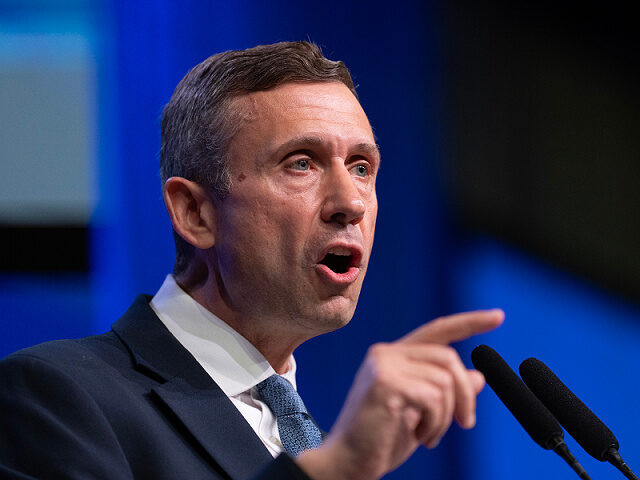 ROCHESTER, MN. - MAY 2026: Ken Martin, chairman of the Democratic National Committee, spea