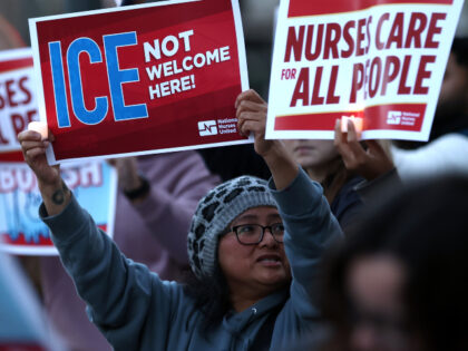 Anti-ICE vigil at Sutter CPMC Van Ness Campus Hospital in San Francisco on Wednesday, Janu
