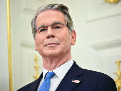 US Secretary of Treasury Scott Bessent looks on during the launch of Trump investment acco