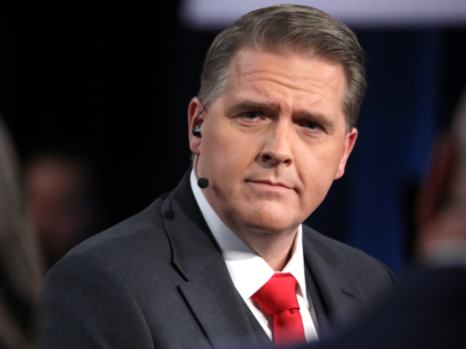 Scott Jennings speaking in the spin room following the CNN Republican Presidential Debate