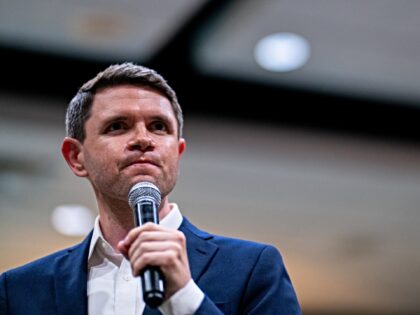 EAGLE PASS, TEXAS - JULY 13: Democratic U.S. Senate candidate James Talarico speaks during