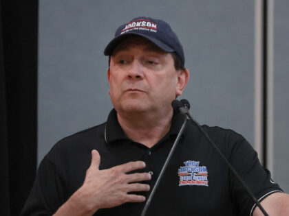 Troy Jackson, who is running for Governor of Maine, speaks during a town hall about a Visi