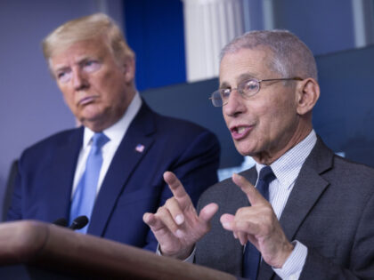 Anthony Fauci, director of the National Institute of Allergy and Infectious Diseases, righ