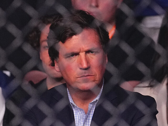 Tucker Carlson Tucker Carlson looks on during the UFC Fight Night event at anb Arena on February 01, 2025