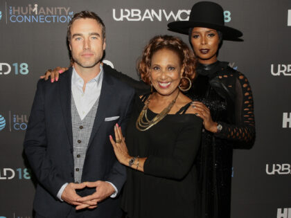Dustin Harnish, Thelma Hopkins and Tasha Smith attend the 2018 UrbanWorld Film Festival at