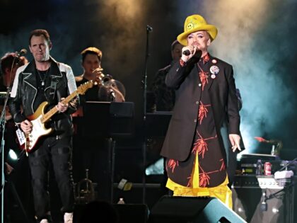 ATLANTIC CITY, NJ - NOVEMBER 18: Boy George and a back up singer of Culture Club performs