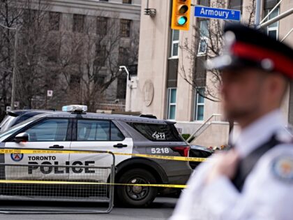 TORONTO, CANADA - MARCH 10 : A general view shows Toronto police securing the area after a