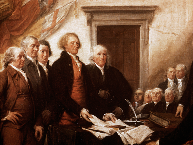 Detail of the "Declaration of Independence" painting by John Trumbell. (Getty Im