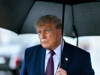 President Donald J. Trump speaks with members of the media at Reading Regional Airport, Tu