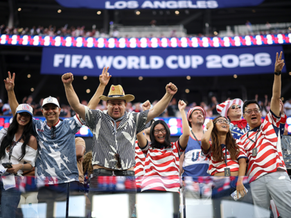 United States fans cheer in the stands during the FIFA World Cup 2026 match between USA an