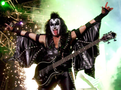 Gene Simmons of KISS during Aerosmith and KISS in Concert - December, 18 2003 at The Forum