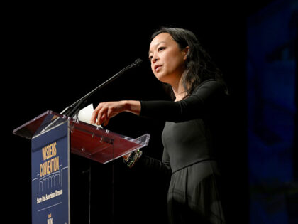 MADISON, WISCONSIN - JUNE 14: Governor candidate Francesca Hong speaks on stage during Wis