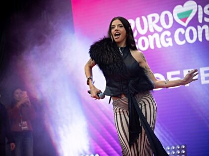 Bulgarian singer Dara performs during a concert in front of National Gallery of Art after
