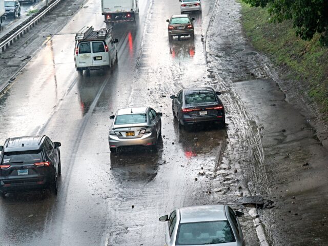 (Several cars including this Honda sedan were disabled on the Clearview Expressway from ea