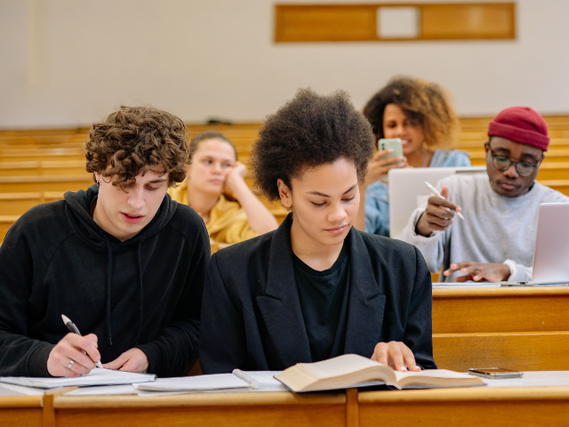students in a university classroom