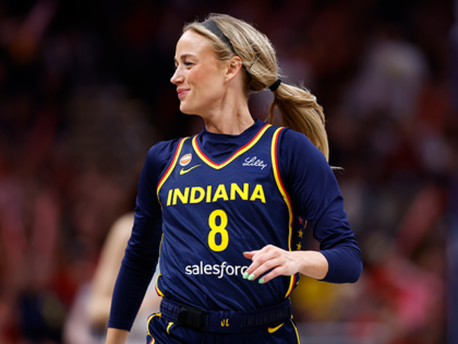 INDIANAPOLIS, IN - JULY 18: Indiana Fever guard Sophie Cunningham (8) is all smiles after