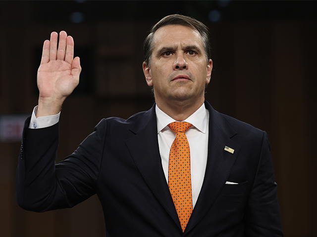 WASHINGTON, DC - JULY 15: Acting Attorney General Todd Blanche gets sworn in at his confir