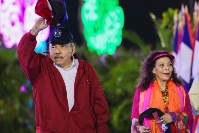 Nicaraguan President Daniel Ortega and his wife and co-President Rosario Murillo, shown he