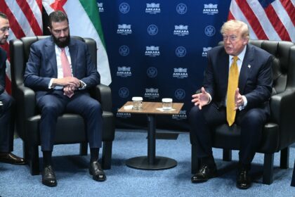 US President Donald Trump meets Syrian President Ahmed al-Sharaa on the sidelines of the N