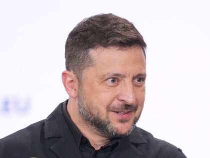 Ukrainian president Volodymyr Zelensky during a joint press conference with Taoiseach Mich