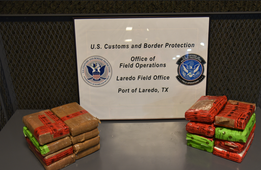 16 packages of cocaine, weighing 37.39 pounds seized by CBP officers at World Trade Bridge in Laredo. (U.S. Customs and Border Protection)