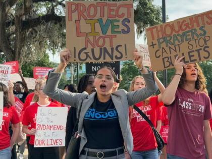 Students and activists rally for gun control policies outside of Florida's historic o