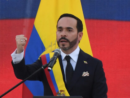Colombia's new President Abelardo de la Espriella delivers a speech at the Pichincha
