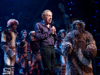 NEW YORK, NY - JULY 31: Andrew Lloyd Webber speaks onstage at the first-ever revival of An