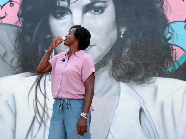 Democratic U.S. Senate candidate, Florida state Rep. Angie Nixon drinks a Cuban coffee in