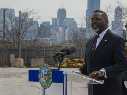 Chicago Mayor Brandon Johnson speaks during a press conference announcing the top-voted na