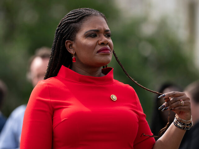 Cori Bush Representative Cori Bush, a Democrat from Missouri, during a news conference with students