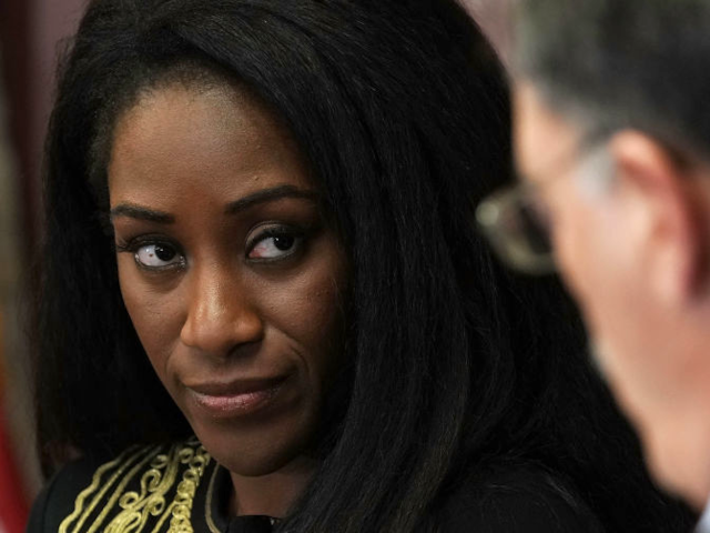 GettyImages-1052465886 WASHINGTON, DC - OCTOBER 18: Washington Post global opinion editor Karen Attiah listens du