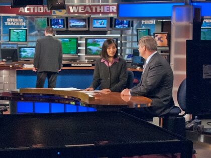 Michelle Wang (left) a news anchor with the CBS affiliate KMTV Channel 3 in Omaha, Nebrask