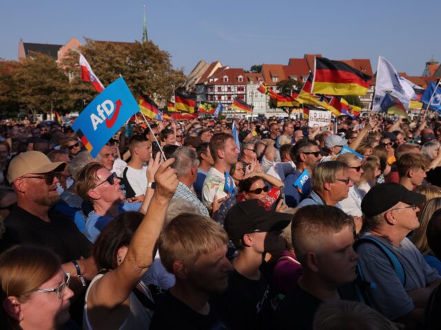 ERFURT, GERMANY - AUGUST 31: Supporters of the far-right Alternative for Germany (AfD) pol