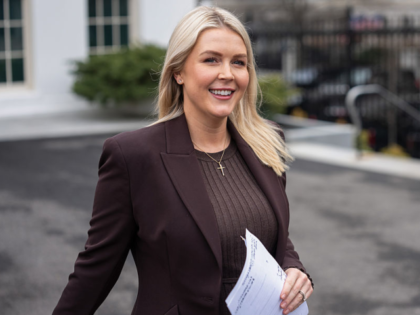 Karoline Leavitt, White House press secretary, arrives for a television interview outside