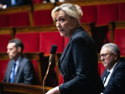 Portrait of MP Marine Le Pen, leader of the Rassemblement National (RN, extreme right-wing