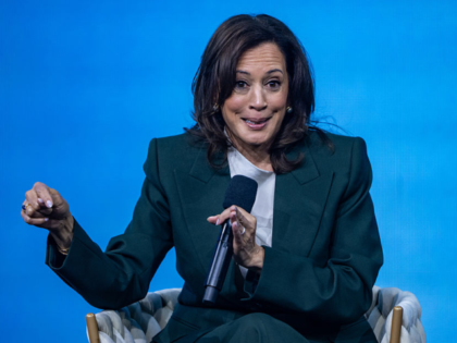 VIENNA, AUSTRIA - JUNE 16: Former Vice President Kamala Harris speaks on stage during the