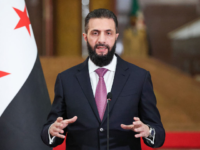 Syrian President Ahmed al-Sharaa speaks during a joint press conference with France's President in Damascus on July 7, 2026. French President Emmanuel Macron arrived in Damascus on July 6, 2026 for the first visit by a Western European head of state since Syria's new authorities took power in 2024, an AFP journalist said. Macron, who will depart on July 7, 2026, will advocate for "a free, pluralist Syria that respects each of its components" and plays a role in moderating Middle East tensions, the French presidency told journalists ahead of his arrival. (Photo by Ludovic MARIN / POOL / AFP via Getty Images)