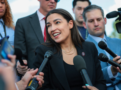 WASHINGTON, DC - JULY 22: U.S. Rep. Alexandria Ocasio-Cortez (D-NY) speaks to reporters ne