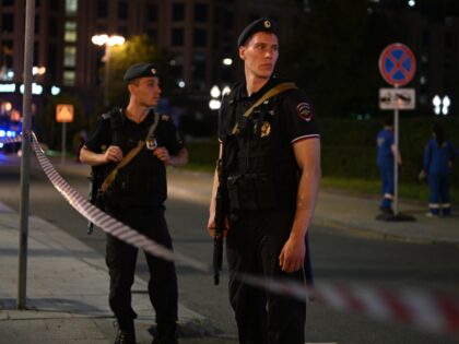 MOSCOW, RUSSIA - AUGUST 01: Police take security measures at the scene after an explosion