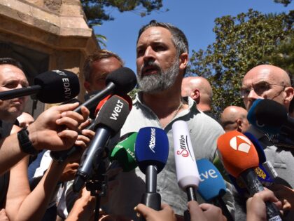 CEUTA, SPAIN - AUGUST 02: The leader of VOX, Santiago Abascal, speaks to the media in Plaz