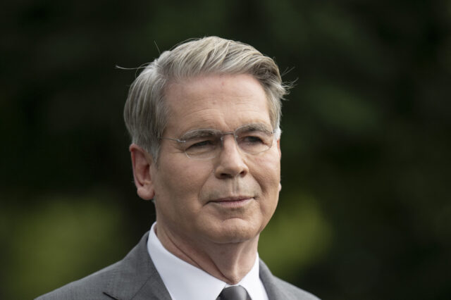 US Secretary of Treasury Scott Bessent speaks to the press outside the West Wing of the Wh