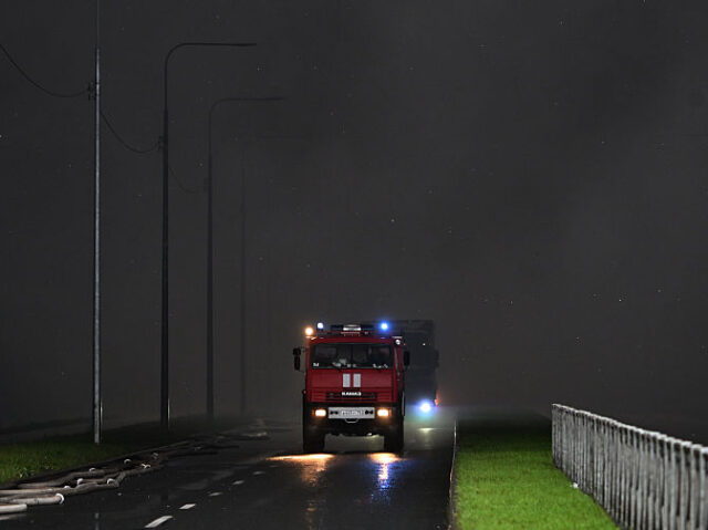 Fire breaks out at logistics center in St. Petersburg ST. PETERSBURG, RUSSIA - AUGUST 23: Firefighters respond to the area where a fire broke ou