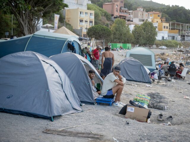 CEUTA, SPAIN - AUGUST 20: Several migrants camped on Trampolin beach, on 20 August, 2026 i